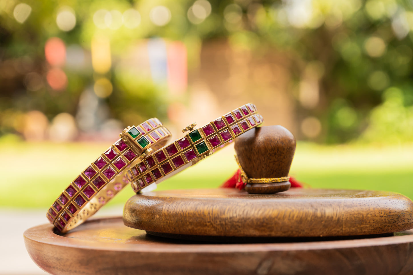 JADAU MAGENTA CHOWPAT TWO LINE KADA PAIR