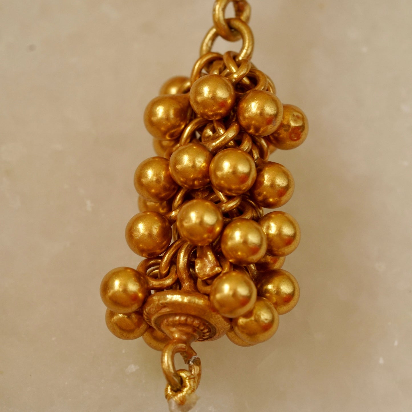 ORN045 92.5 Silver Gold Plated Balls with Green Stone Center Necklace