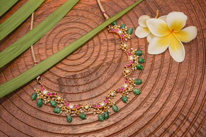 JADAU ON SILVER MULTICHAAND NECKLACE