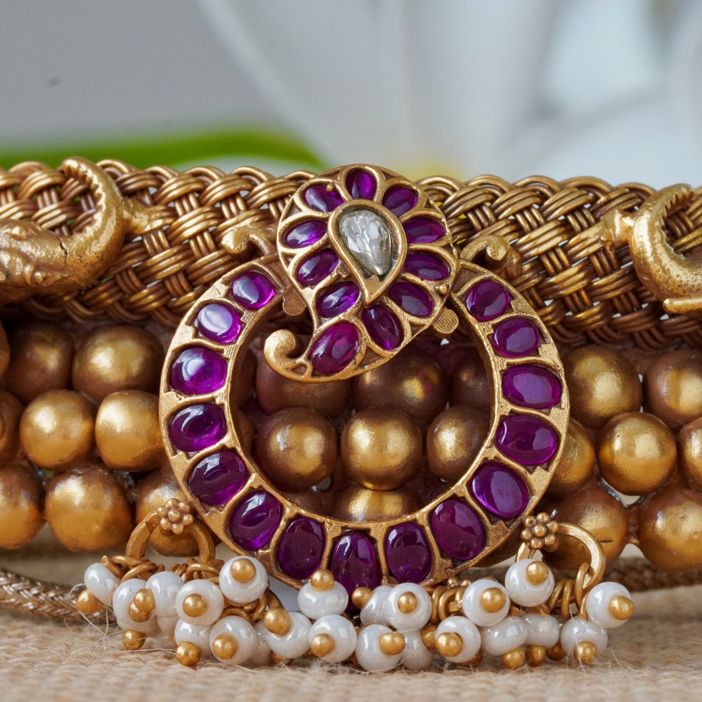 ORN014 Gold Plated 92.5 Silver Elephant Bore hasli Choker and tops