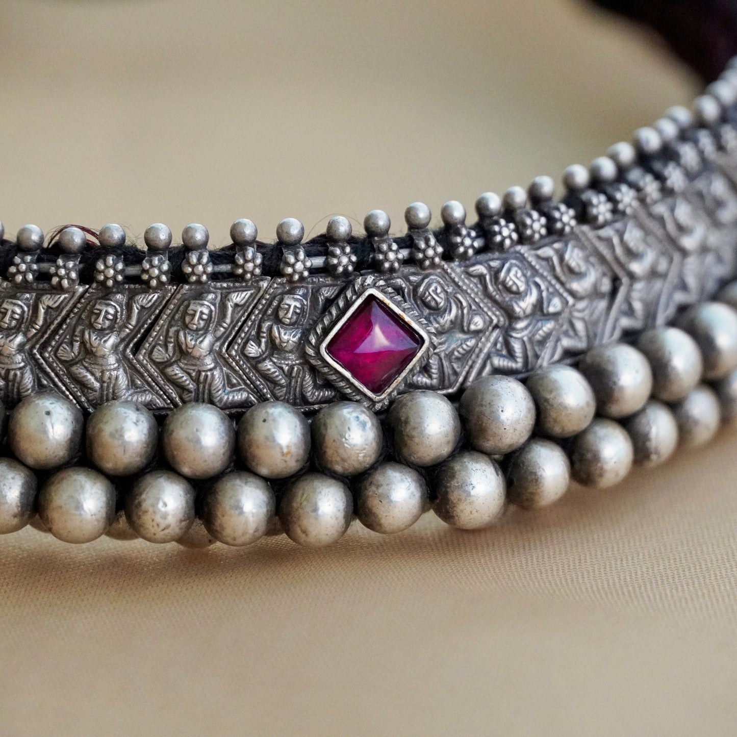 ORN031 92.5 Silver Black Stone Necklace with Pendant and Earrings