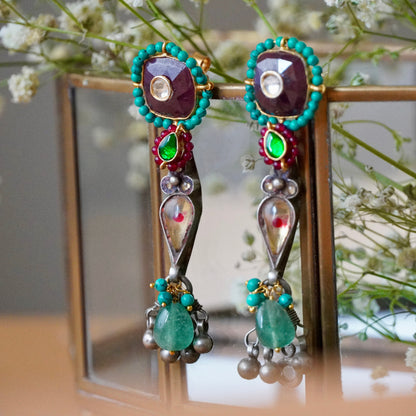 Magenta center Choker and earrings