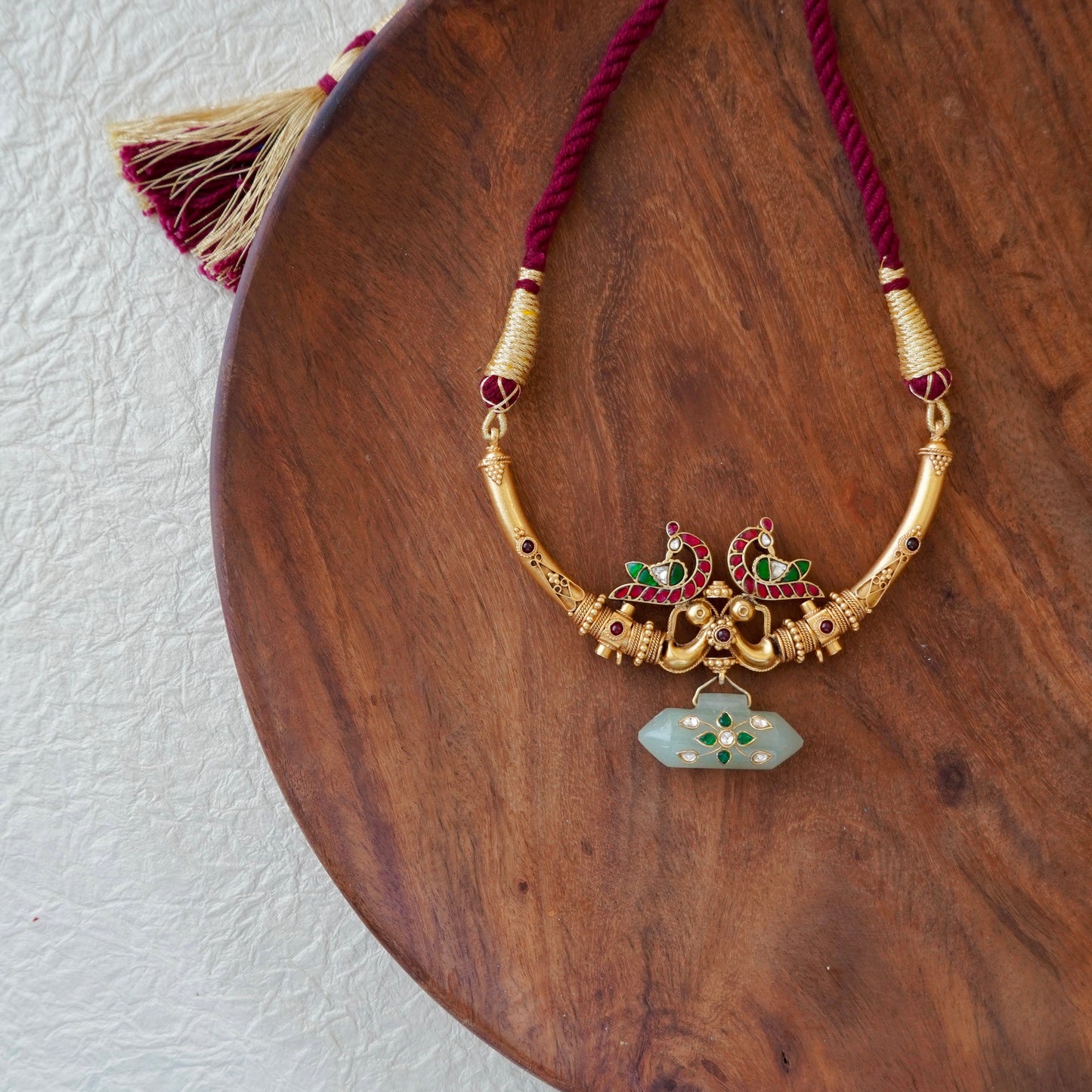 ORN050 Gold Plated 92.5 Silver Hasli with Peacock