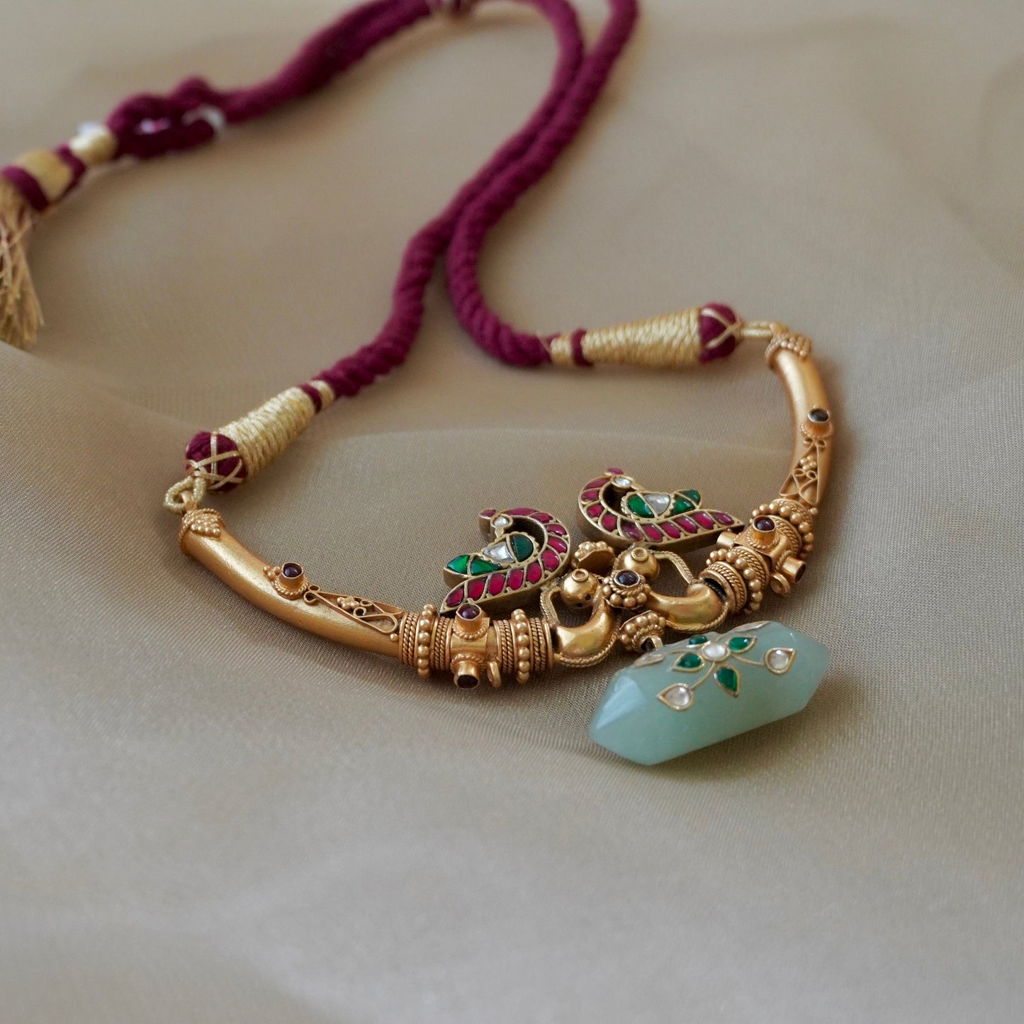 ORN050 Gold Plated 92.5 Silver Hasli with Peacock