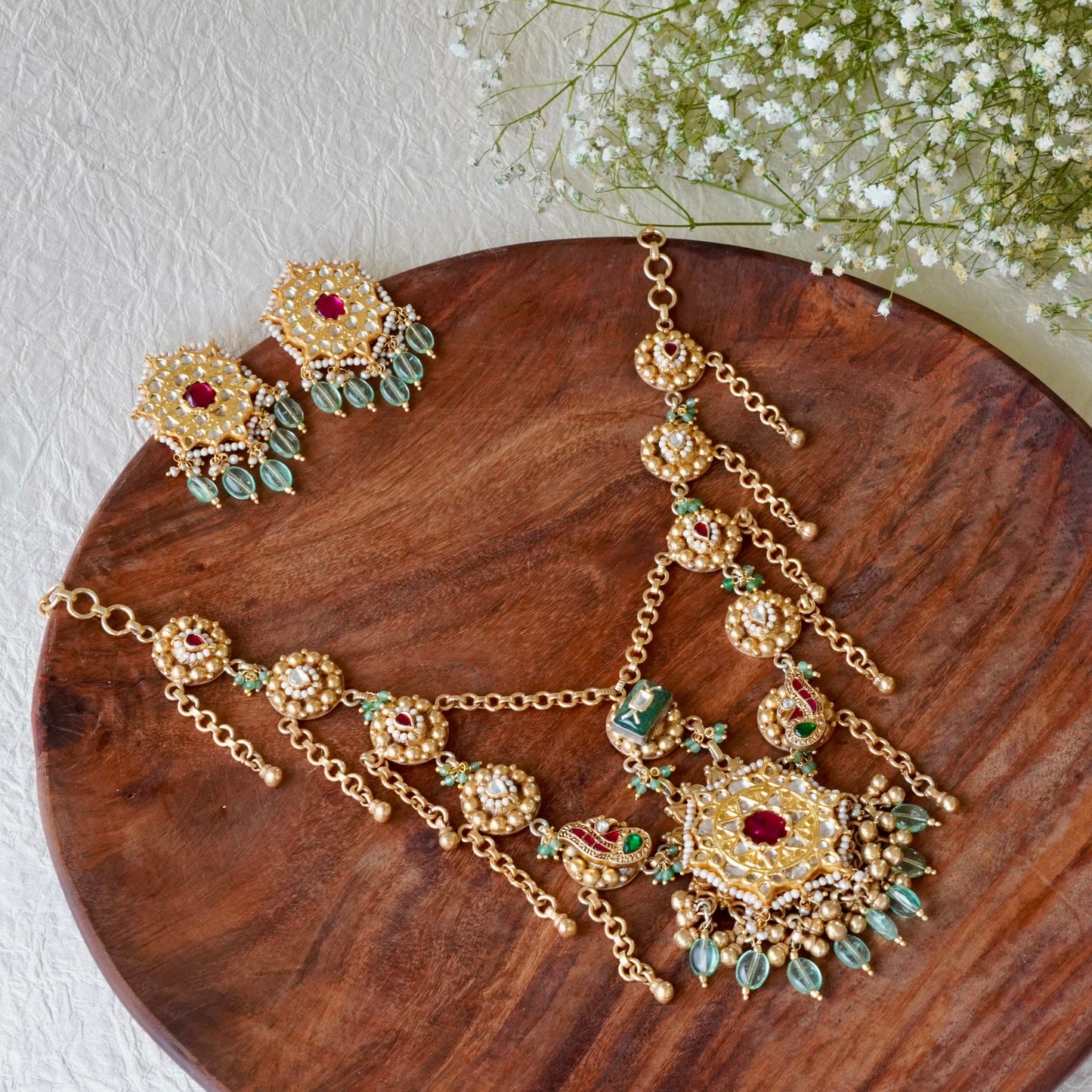 ORN063 Pendant on Double Chains with Tops