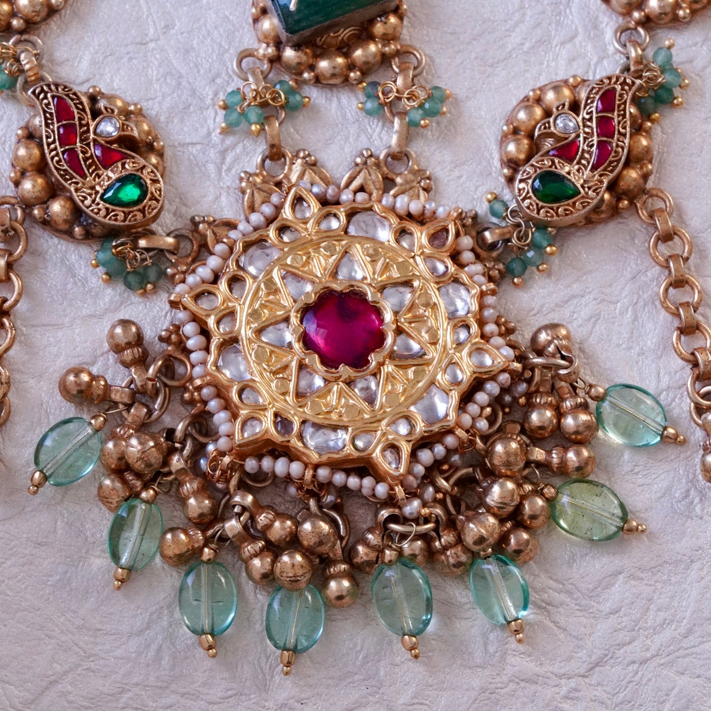 ORN063 Pendant on Double Chains with Tops