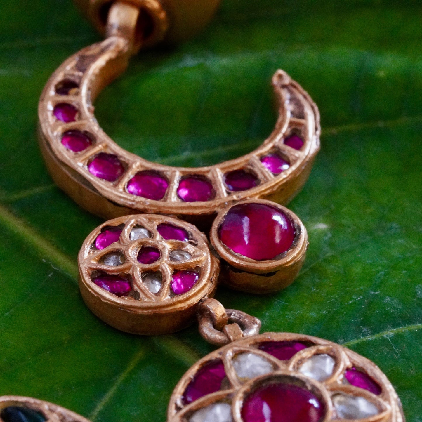 ORN064 Gold Plated 92.5 Silver rusk Moon Meen Necklace and earrings