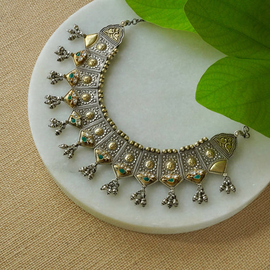 ORN069 Dual Tone 92.5 Silver Toran - Stiff Necklace