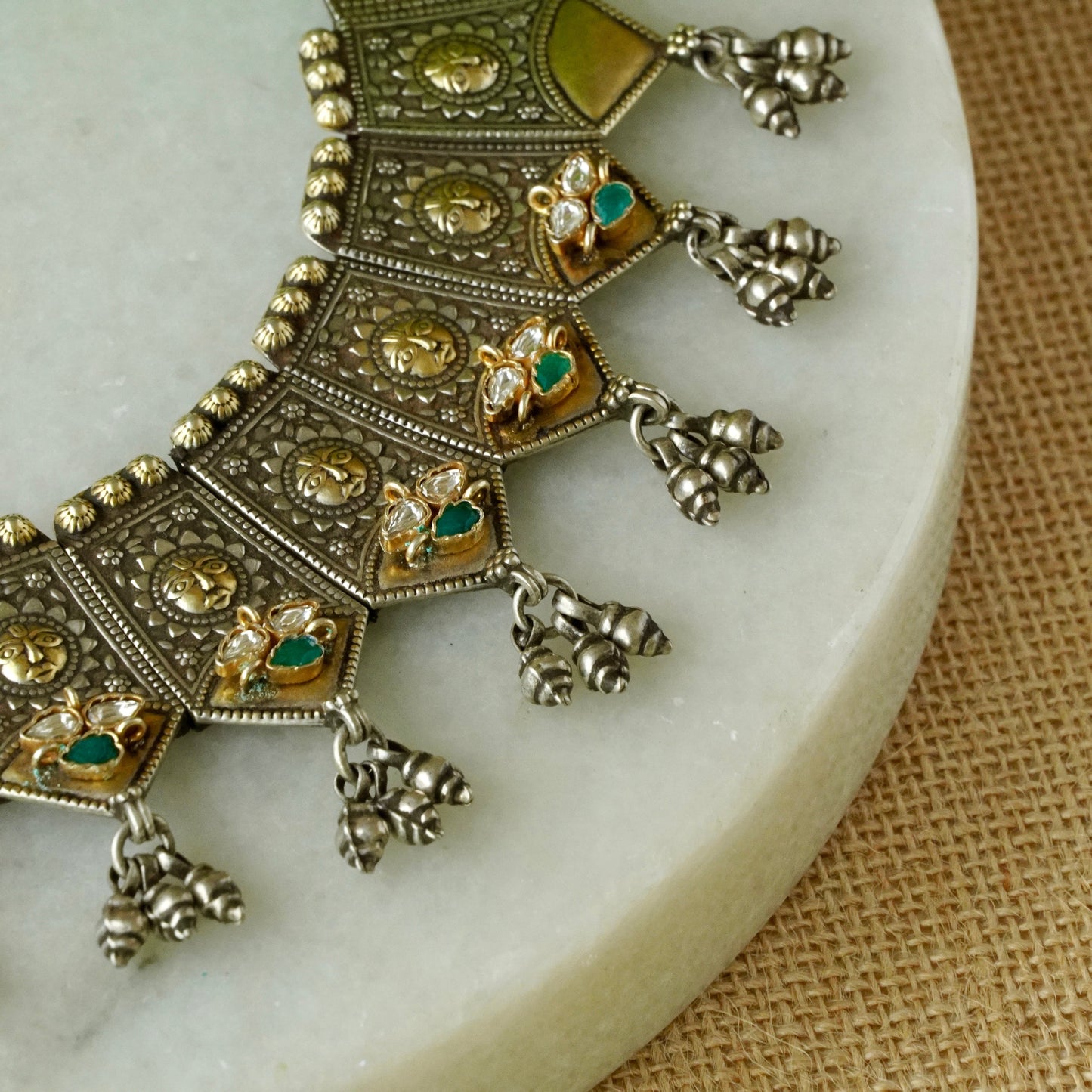 ORN069 Dual Tone 92.5 Silver Toran - Stiff Necklace