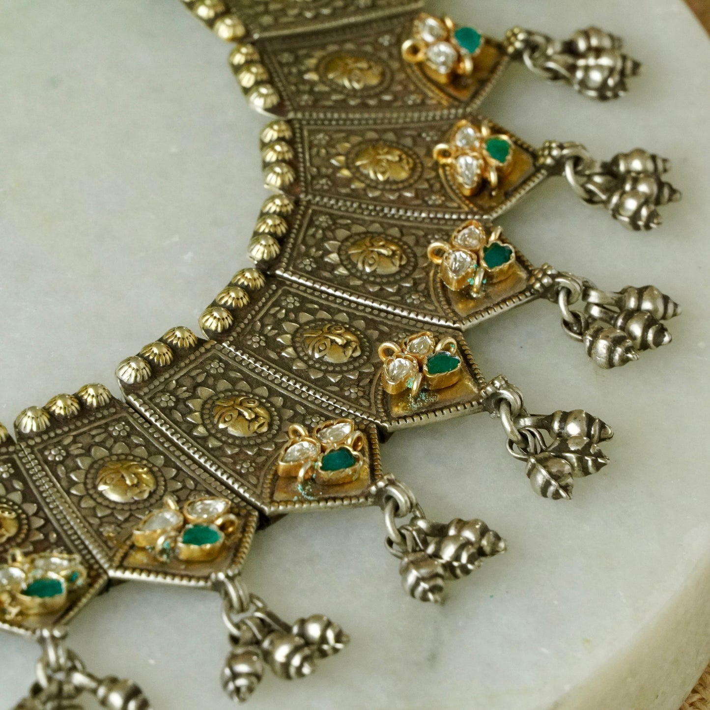 ORN069 Dual Tone 92.5 Silver Toran - Stiff Necklace