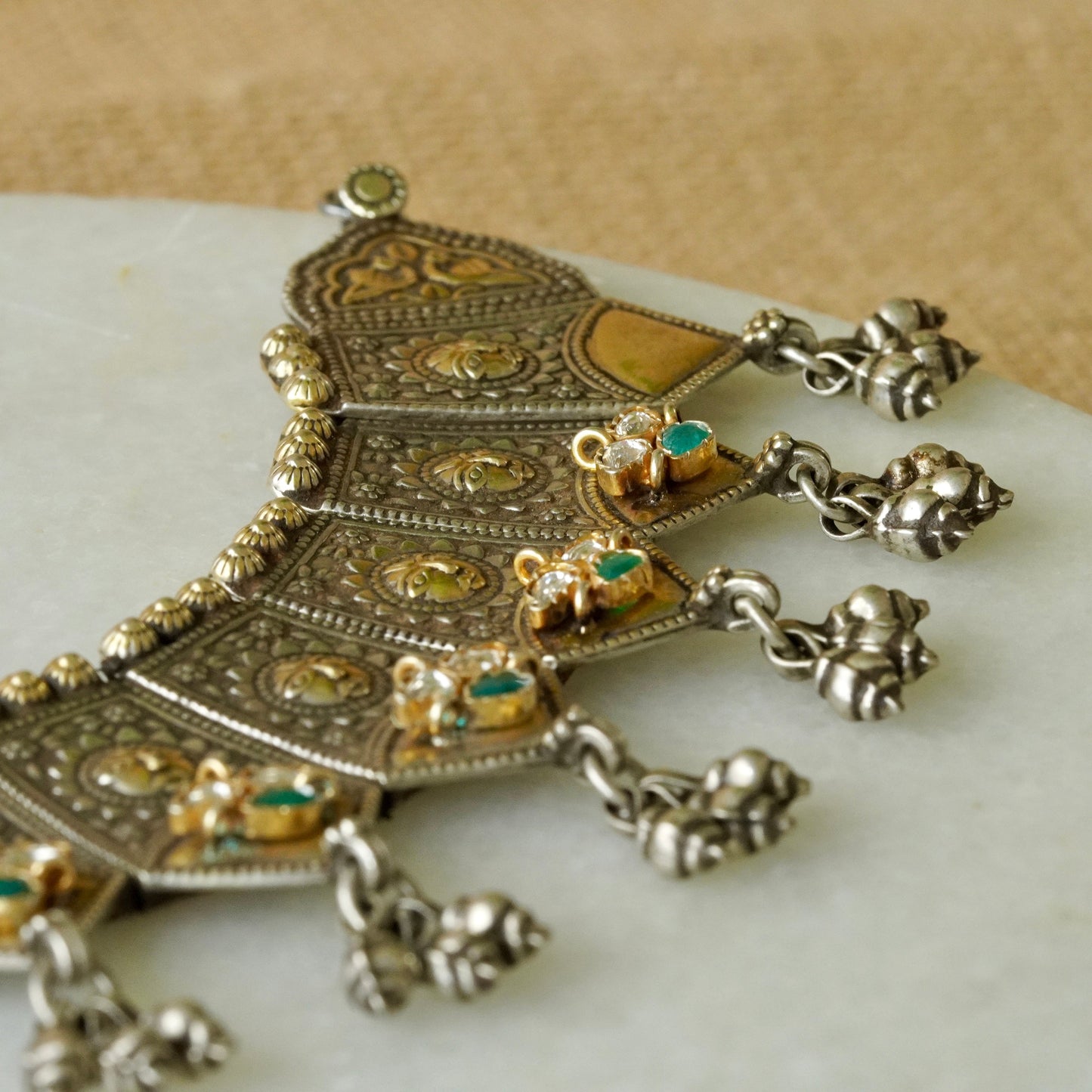 ORN069 Dual Tone 92.5 Silver Toran - Stiff Necklace