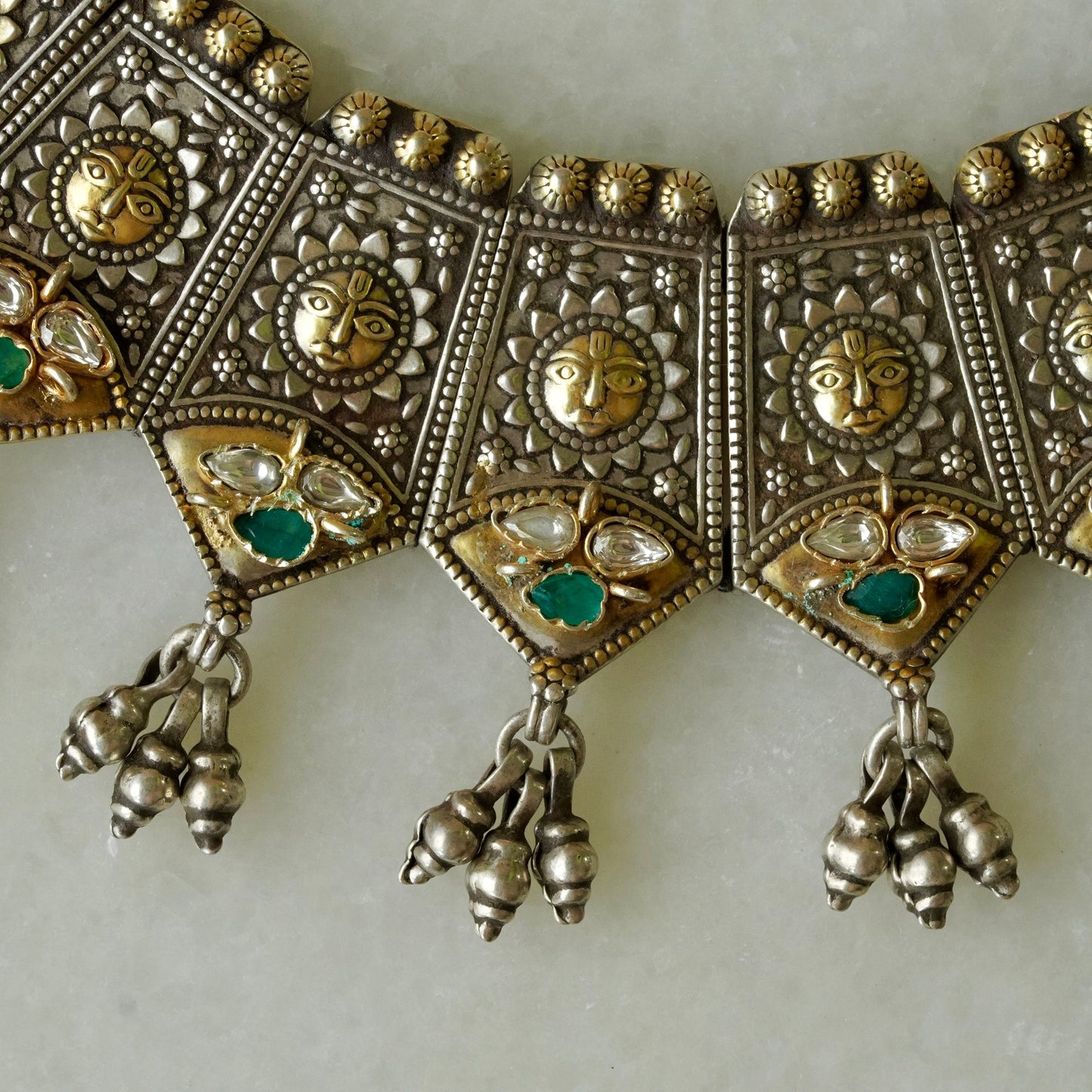 ORN069 Dual Tone 92.5 Silver Toran - Stiff Necklace