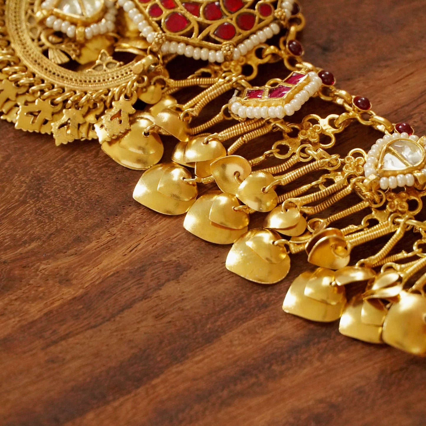 ORN076 Gold Plated 92.5 Silver 'bandi' heritage necklace with tops