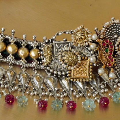 Silver and Gold piece Gadi Choker