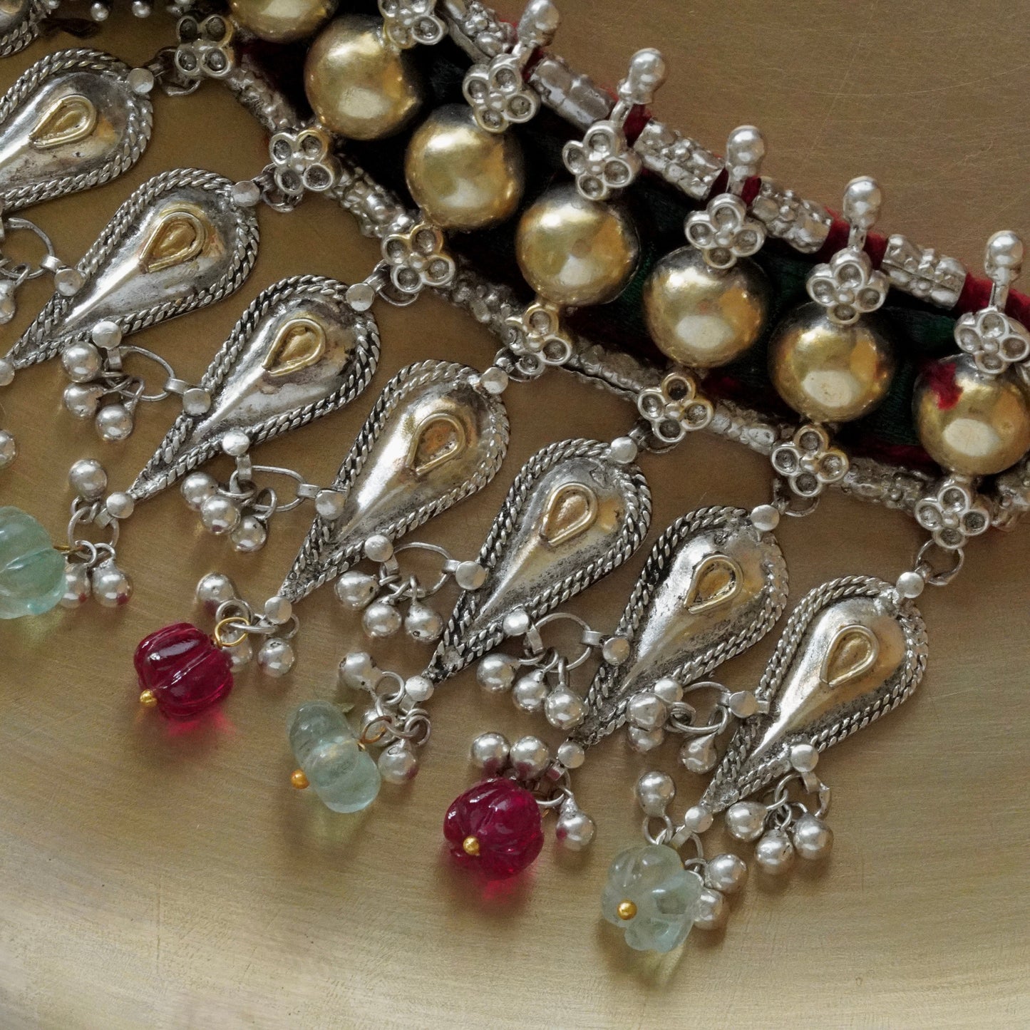 ORN074 Dual Tone 92.5 Silver and Gold piece Gadi Choker