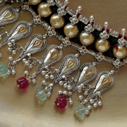 Silver and Gold piece Gadi Choker
